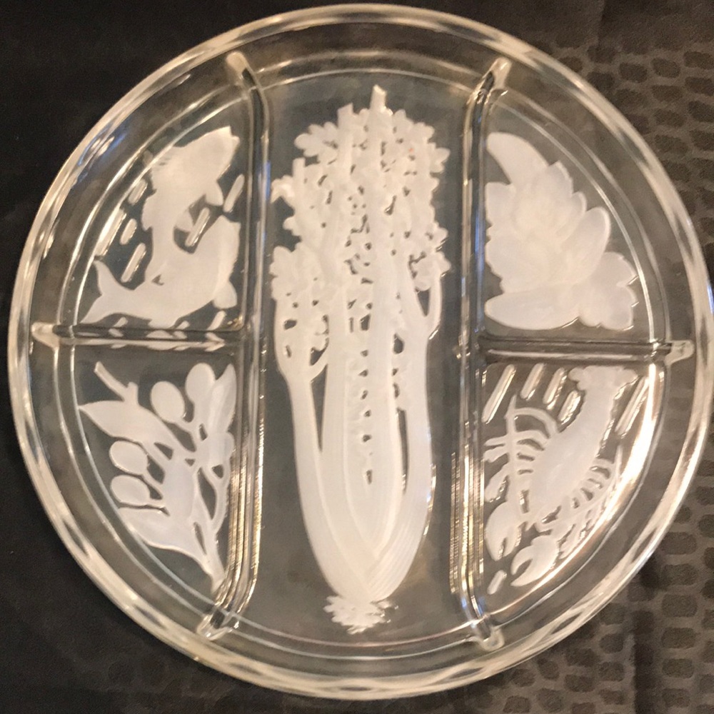 Vintage Thick Glass Vegetable Serving Plate